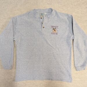 Pheasants Forever Embroidered Gray Waffle Henley Long Sleeve Thermal Size XL